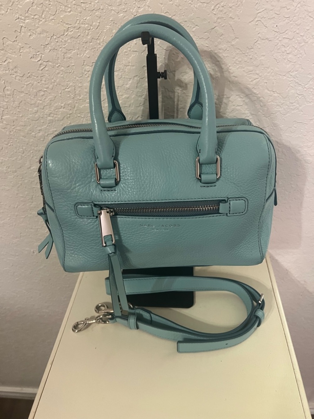 Marc Jacobs Aqua Mini Leather Satchel with Detachable Strap